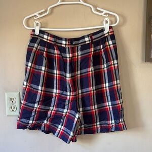 Vintage Pendleton Navy Blue Plaid High-Rise Shorts Size 14P